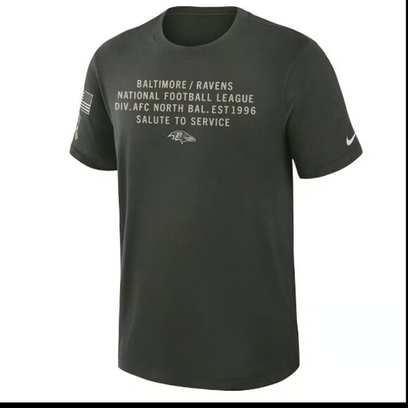 Baltimore Ravens Nike Dark Green Salute to Service Sideline Slub Dri-FIT T-Shirt - Picture 2 of 9